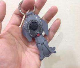 Fluffun the Weimaraner leather keychain ( Dark Grey )