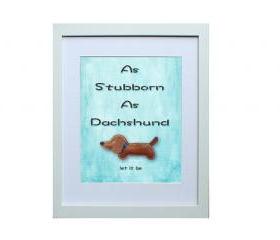 5 X 7 inch Copper the Dachshund Art Digital Print in Blue , Dog Print , Wall Art, Deco Wall ,Vintage feel