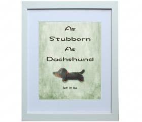 8 X 10 inch Copper the Dachshund Digital Art Print in Green background , Dog Print , Wall Art, Deco Wall ,Vintage feel