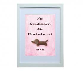 5 X 7 inch Oscar the Dachshund Digital Art Print in Red background , Dog Print , Wall Art, Deco Wall ,Vintage feel