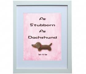 8 X 10 inch Oscar the Dachshund Digital Art Print in Red background , Dog Print , Wall Art, Deco Wall ,Vintage feel