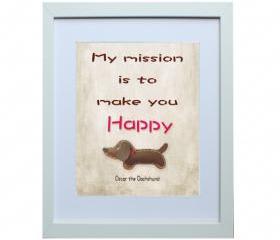 8 X 10 inch Oscar the Dachshund Digital Art Print in Brown background , Dog Print , Wall Art, Deco Wall ,Vintage feel