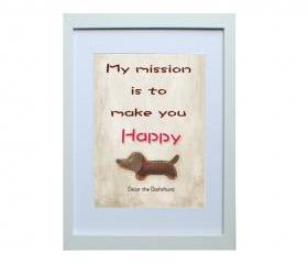 5 X 7 inch Oscar the Dachshund Digital Art Print in Brown background , Dog Print , Wall Art, Deco Wall ,Vintage feel