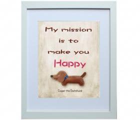 8 X 10 inch Copper the Dachshund Digital Art Print in Brown background , Dog Print , Wall Art, Deco Wall ,Vintage feel