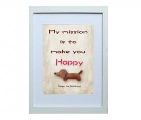 5 X 7 inch Copper the Dachshund Digital Art Print in Brown background , Dog Print , Wall Art, Deco Wall ,Vintage feel