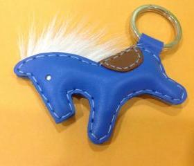 Beon the Horse Leather Keychain ( Blue )