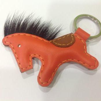 Beon the Horse Leather Keychain ( Orange )