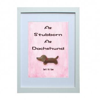 5 X 7 inch Oscar the Dachshund Digital Art Print in Red background , Dog Print , Wall Art, Deco Wall ,Vintage feel