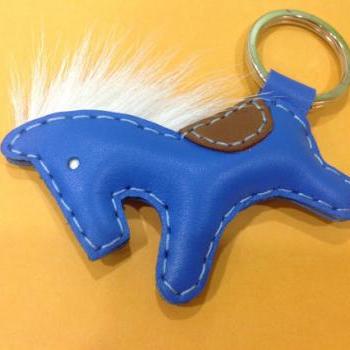 Beon the Horse Leather Keychain ( Blue )